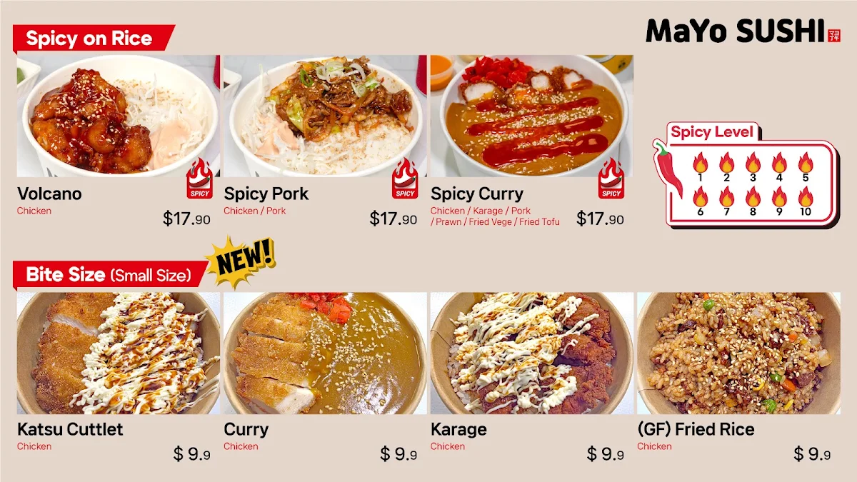 Menu, MaYo Sushi