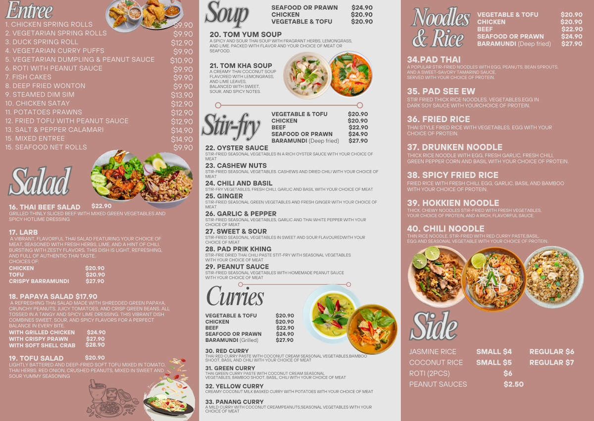 Menu, CHILI COCO