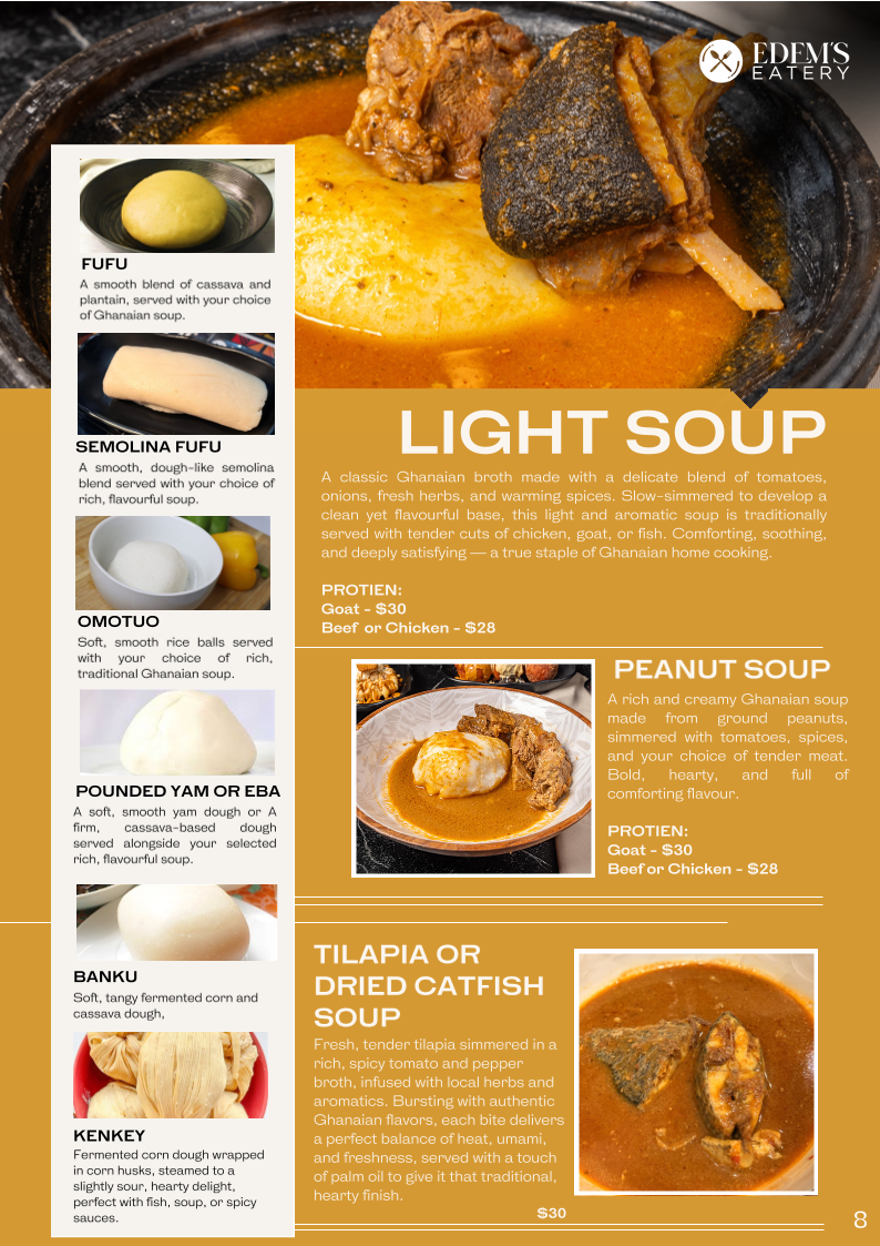 Menu, Edem's Eatery