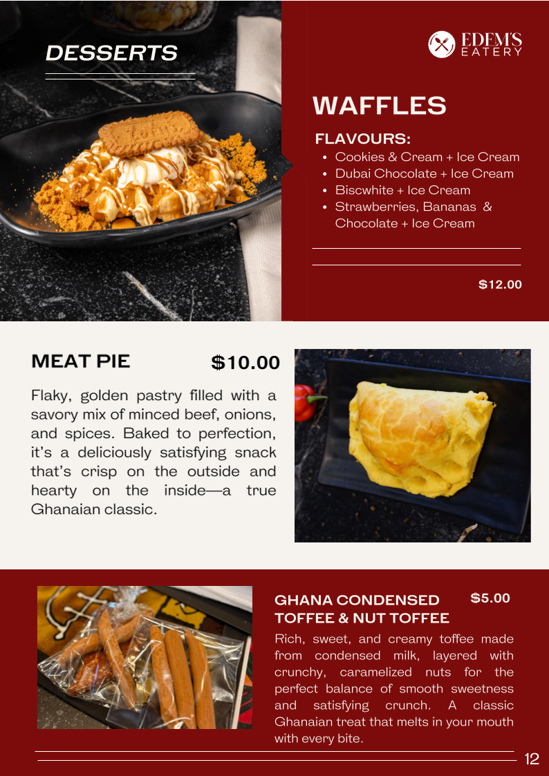 Menu, Edem's Eatery