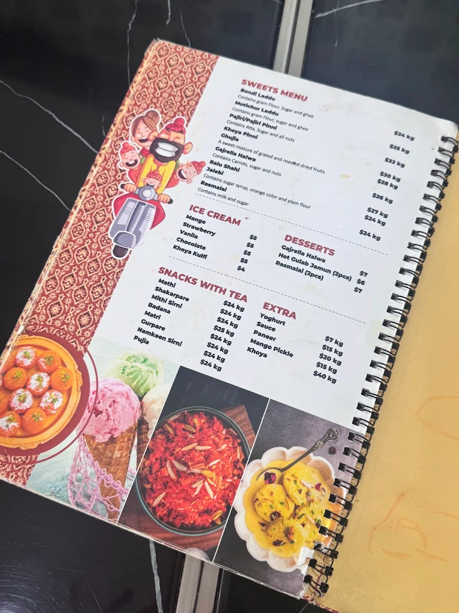 Menu, Khalsa Sweets And Snacks