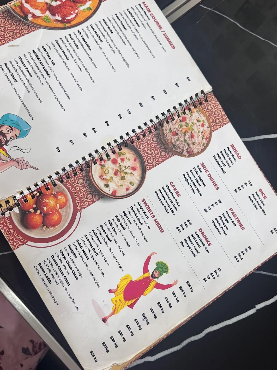 Menu, Khalsa Sweets And Snacks