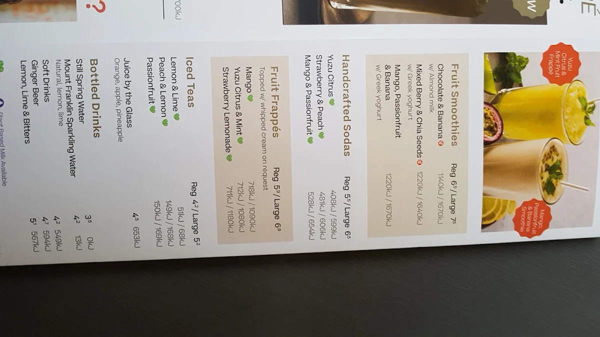 Menu, The Coffee Club Marion