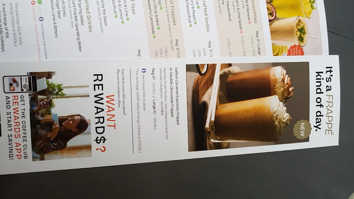 Menu, The Coffee Club Marion