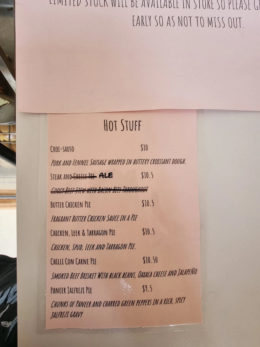 Menu, Back Alley Bakes