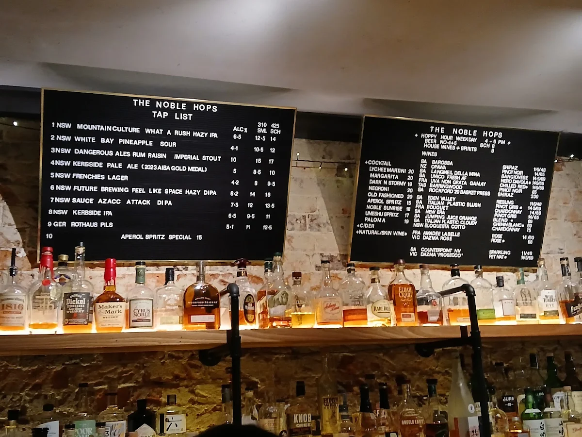 Menu, The Noble Hops