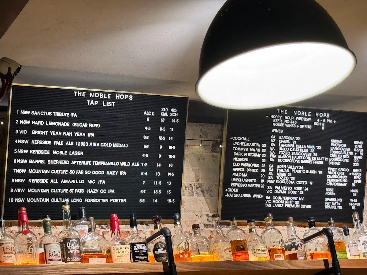 Menu, The Noble Hops