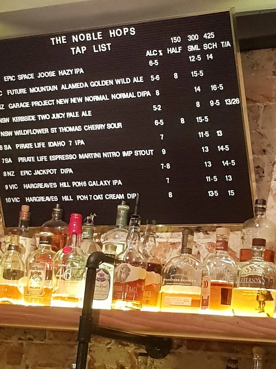 Menu, The Noble Hops