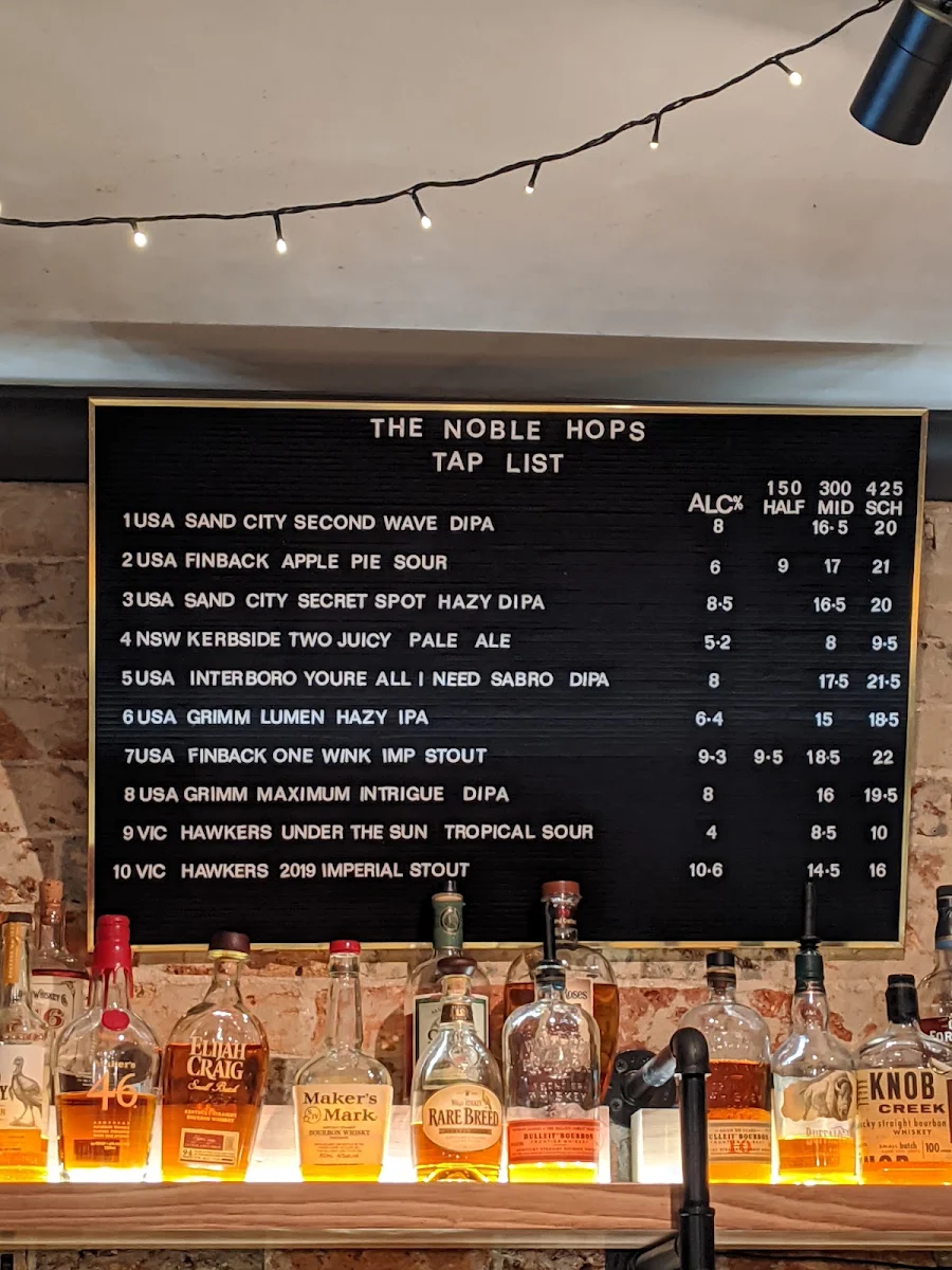 Menu, The Noble Hops