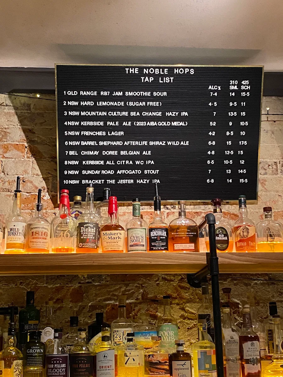Menu, The Noble Hops