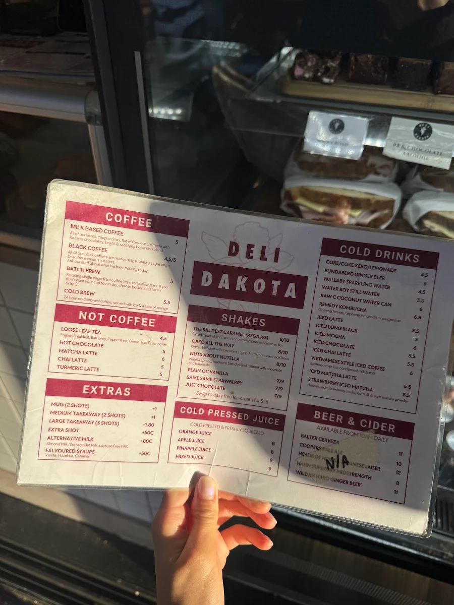 Menu, Deli Dakota Specialty Coffee & Sandwiches
