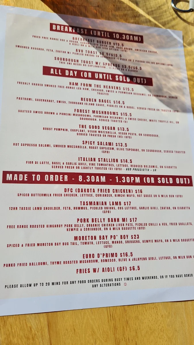 Menu, Deli Dakota Specialty Coffee & Sandwiches