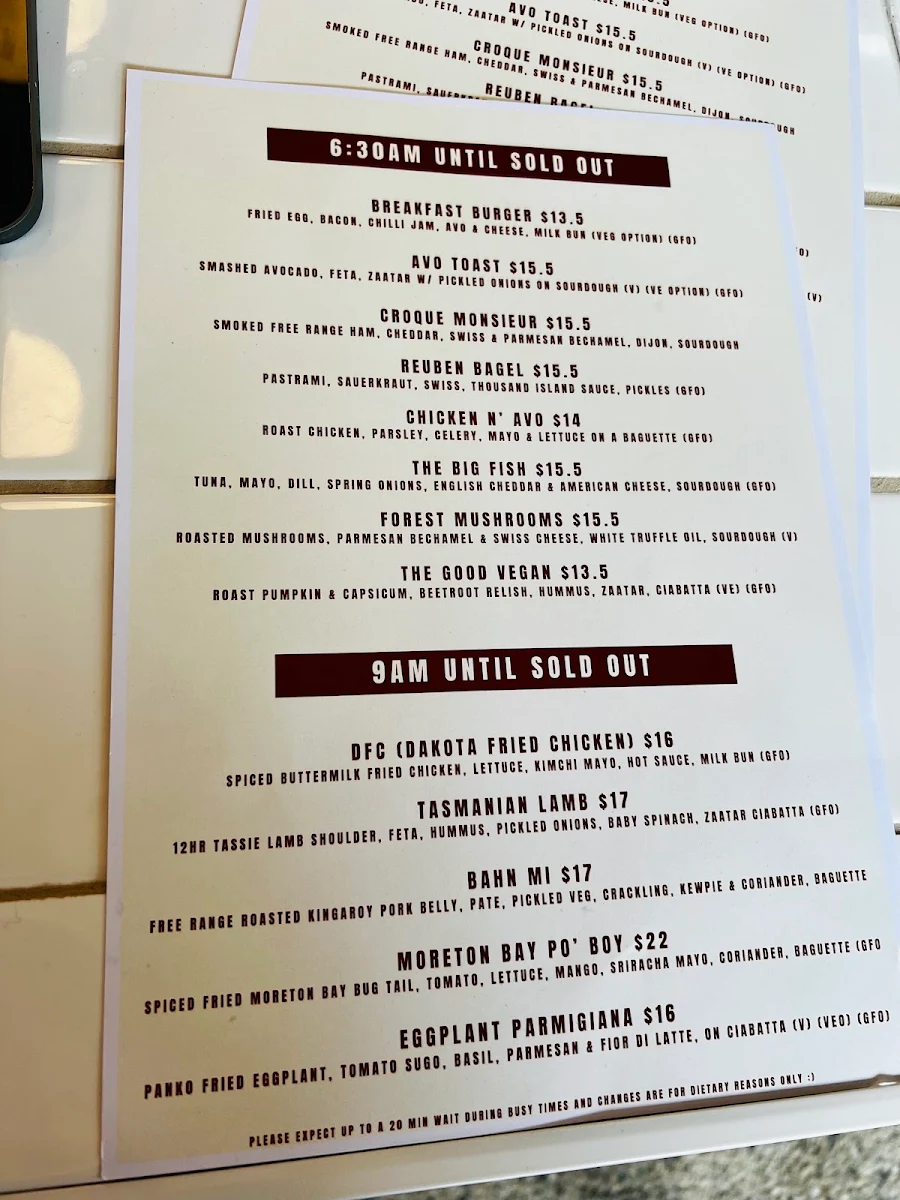 Menu, Deli Dakota Specialty Coffee & Sandwiches
