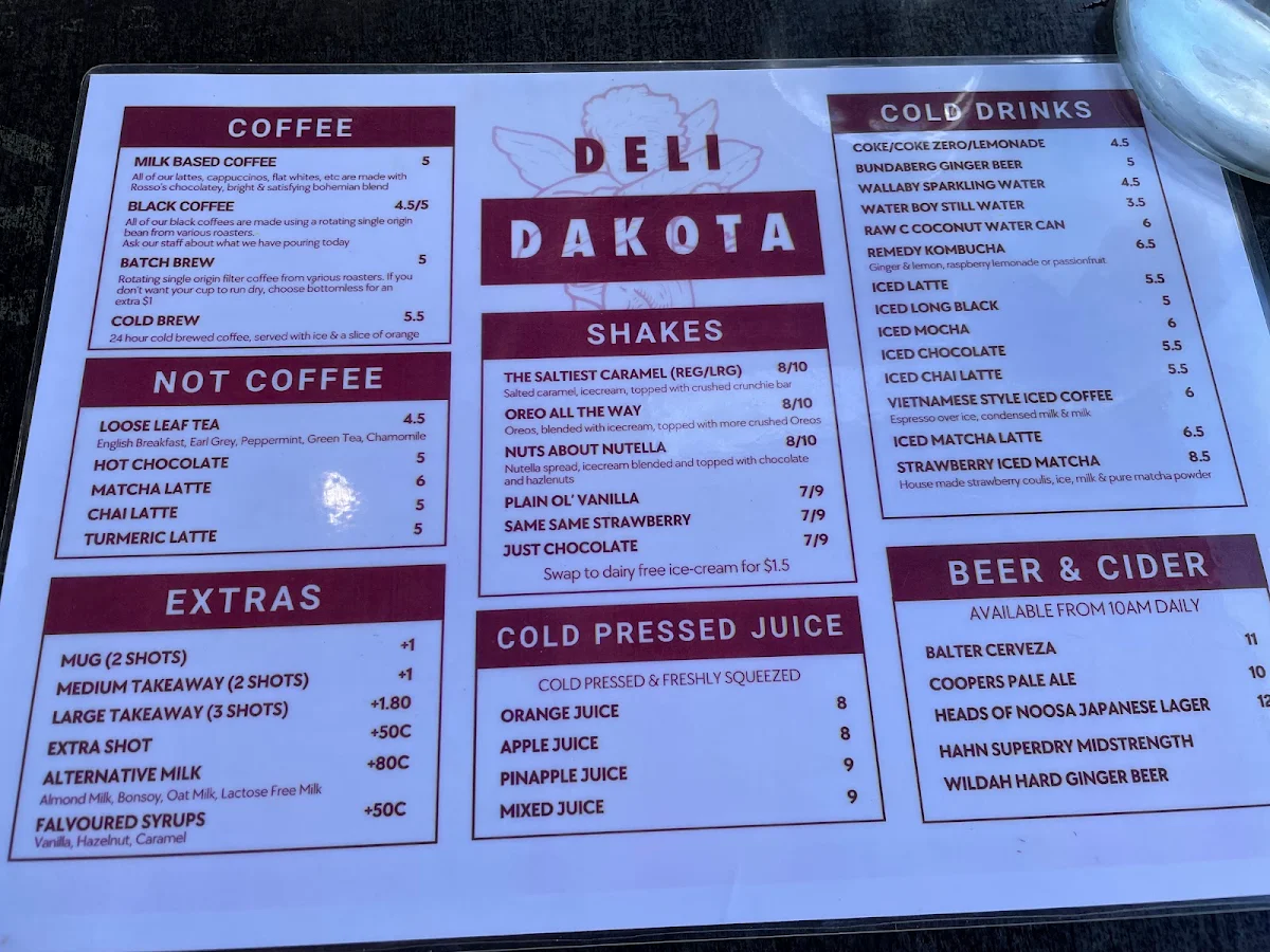 Menu, Deli Dakota Specialty Coffee & Sandwiches