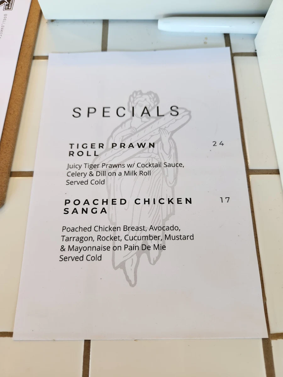 Menu, Deli Dakota Specialty Coffee & Sandwiches