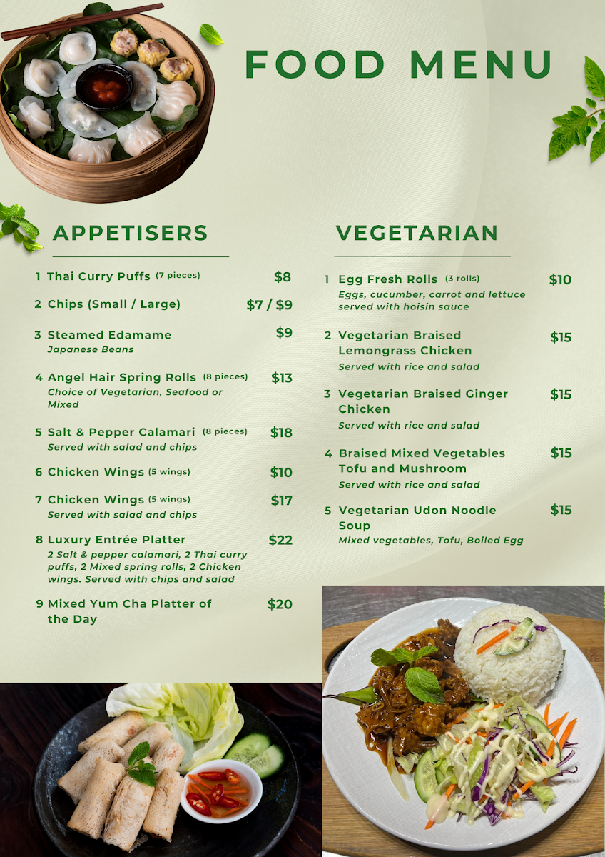 Menu, ZenTea Lounge