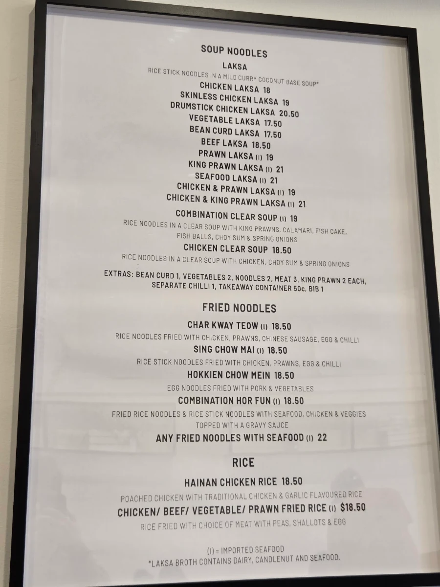 Menu, Malay-Chinese