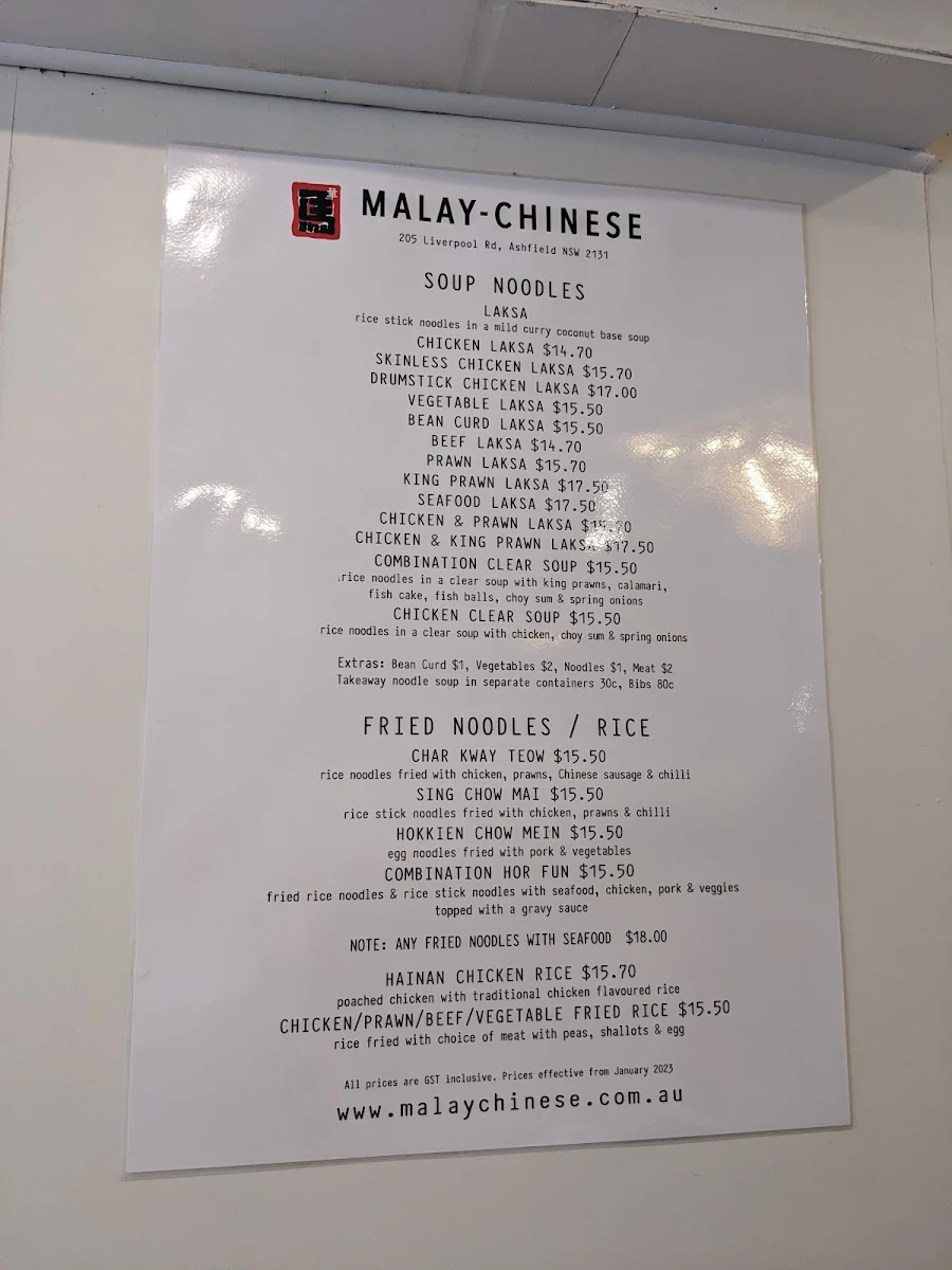 Menu, Malay-Chinese