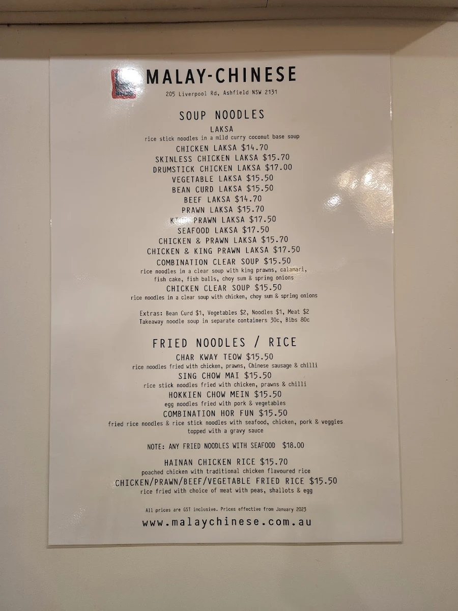 Menu, Malay-Chinese