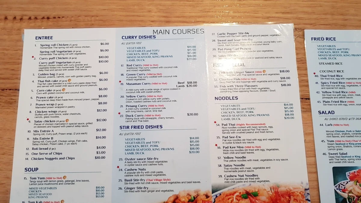 Menu, Little Thai House