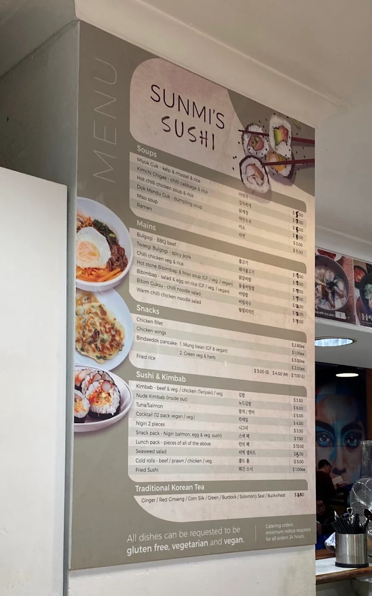 Menu, Sunmi’s Sushi