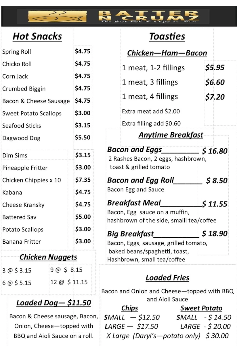 Menu, Batter n Crumz