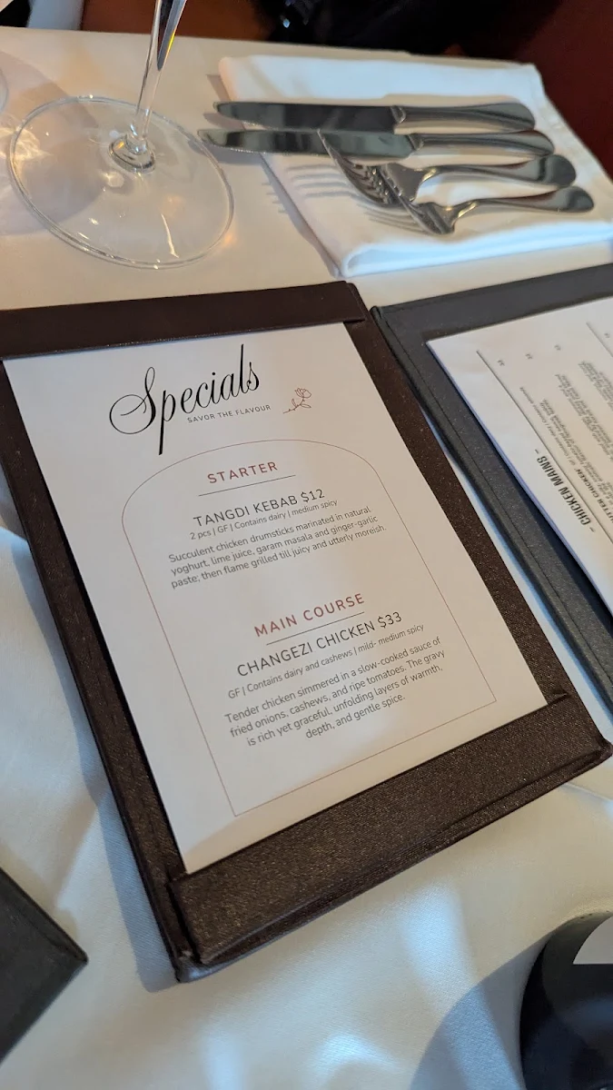 Menu, Malabar South Indian Restaurant