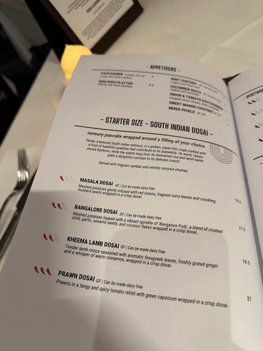 Menu, Malabar South Indian Restaurant