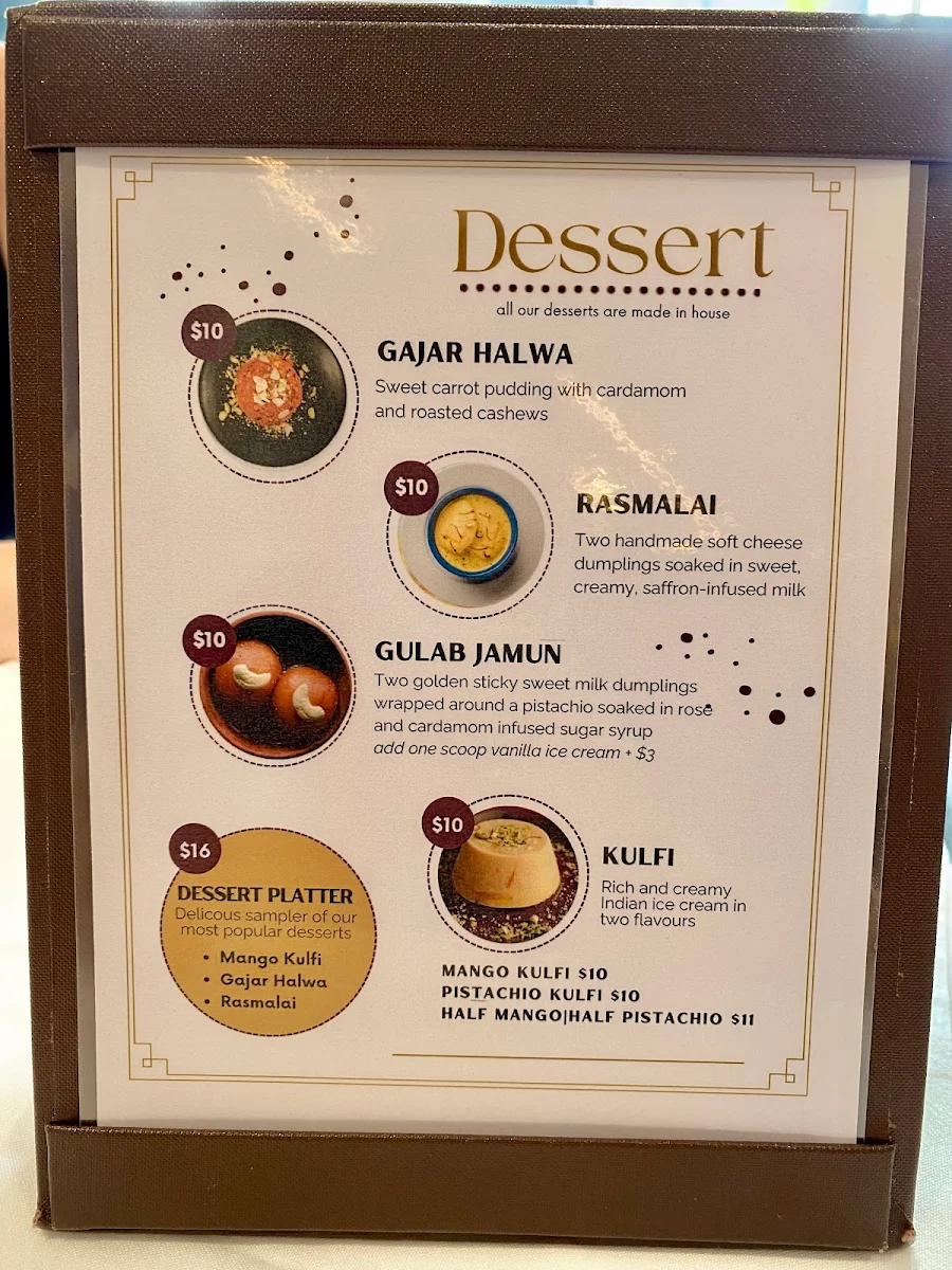 Menu, Malabar South Indian Restaurant