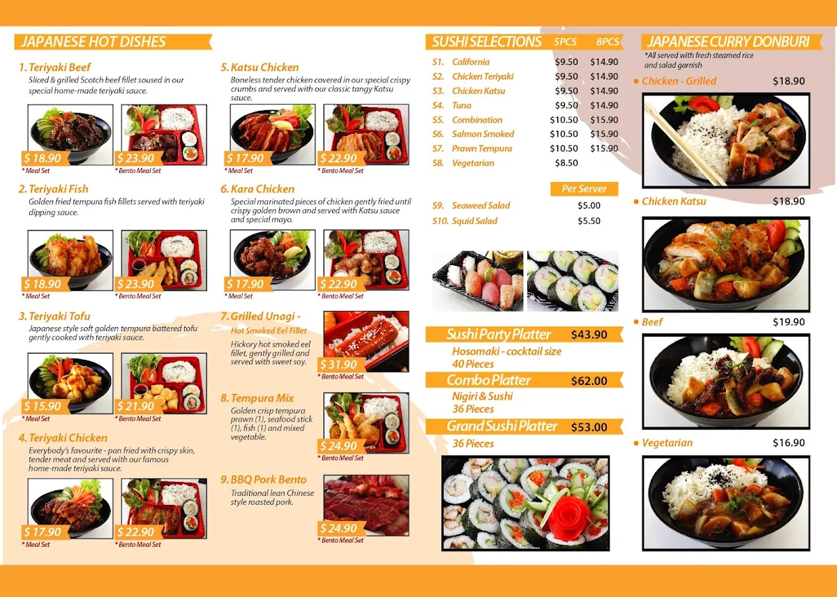 Menu, Sushi Master & DancinWok Karratha