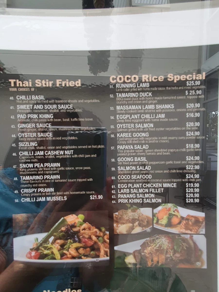 Menu, Coco Rice Thai Restaurant (Ryde)