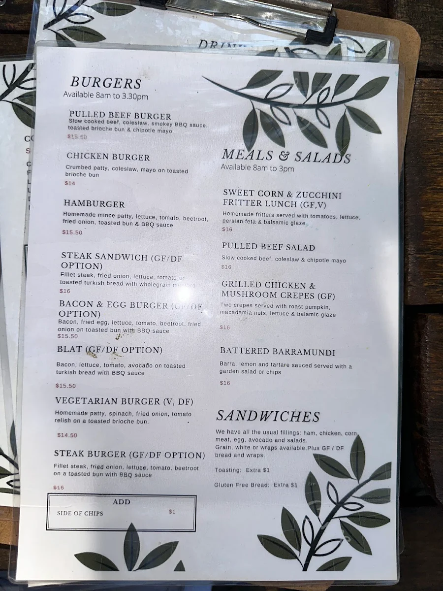 Menu, Gardens Tearooms