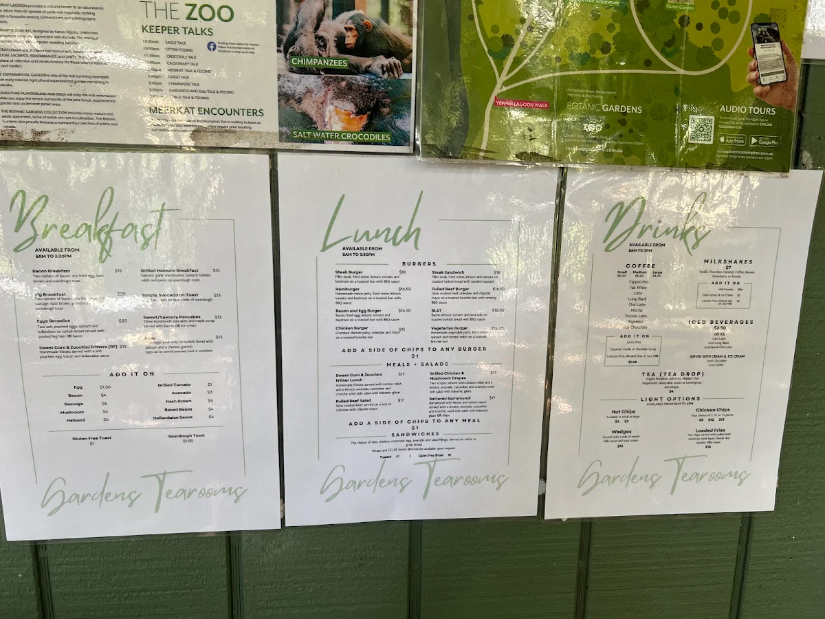 Menu, Gardens Tearooms