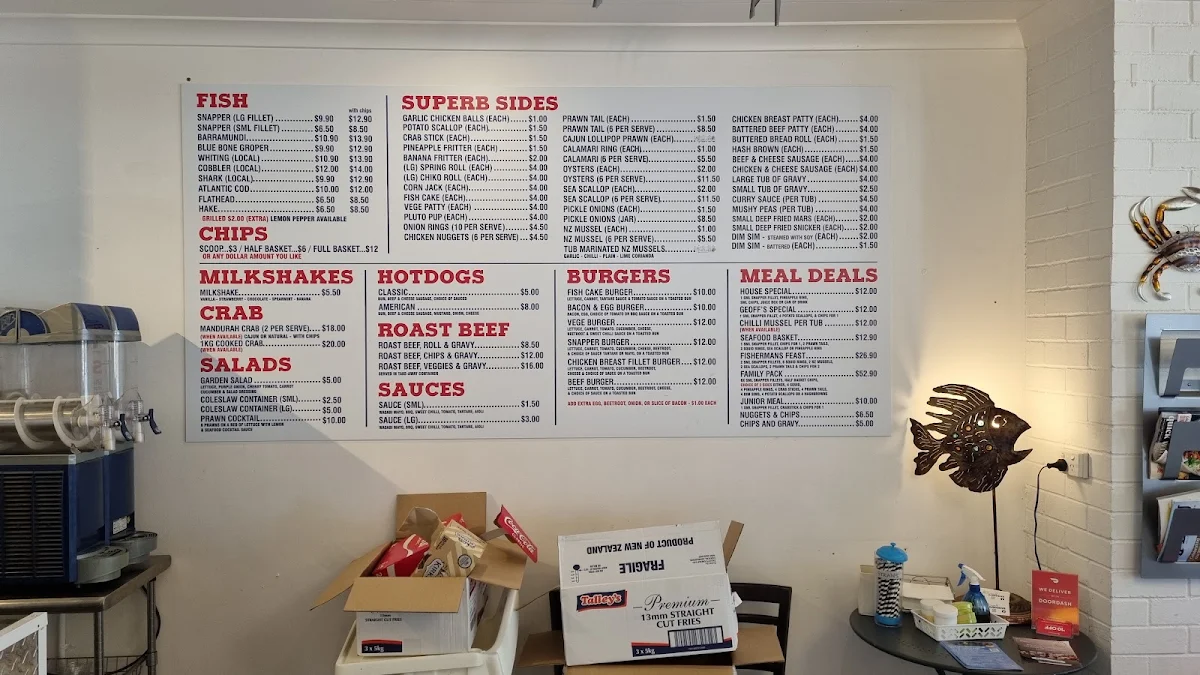 Menu, Mandurah Foreshore Fish & Chips