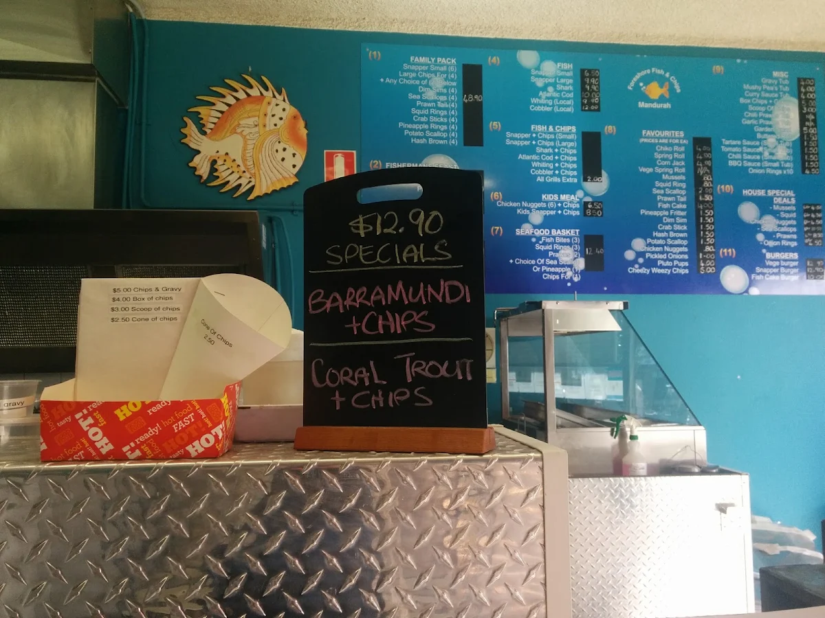 Menu, Mandurah Foreshore Fish & Chips