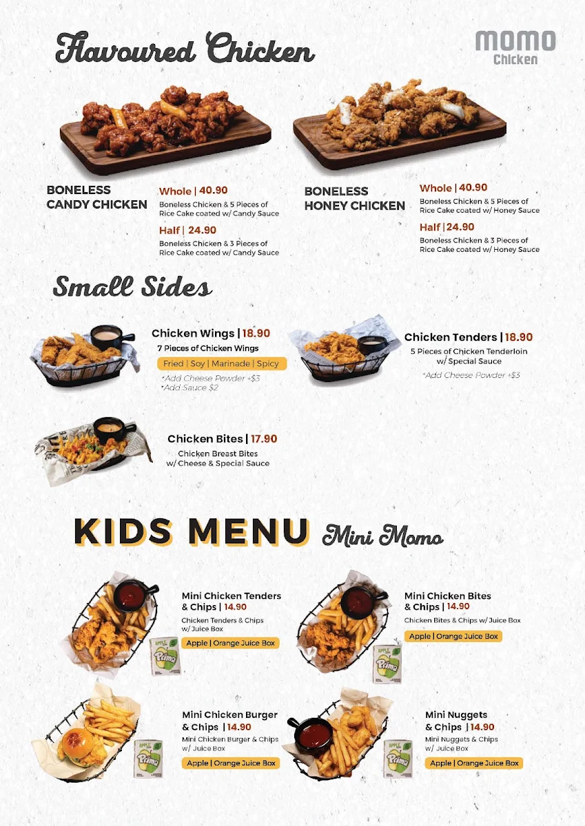 Menu, Momo Chicken