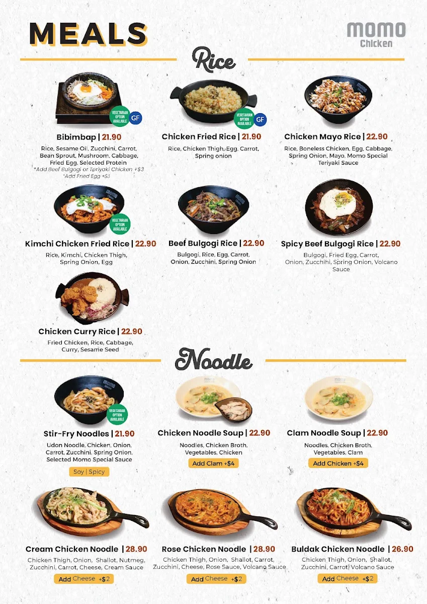 Menu, Momo Chicken
