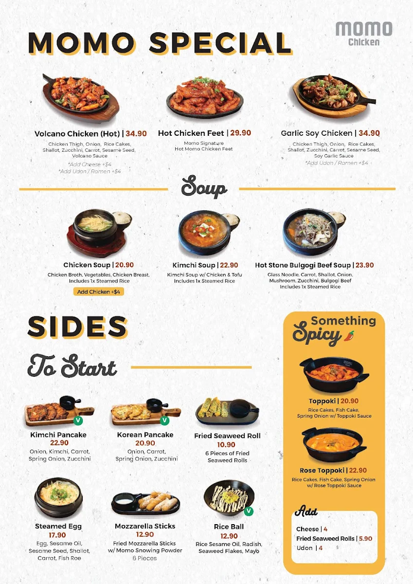 Menu, Momo Chicken