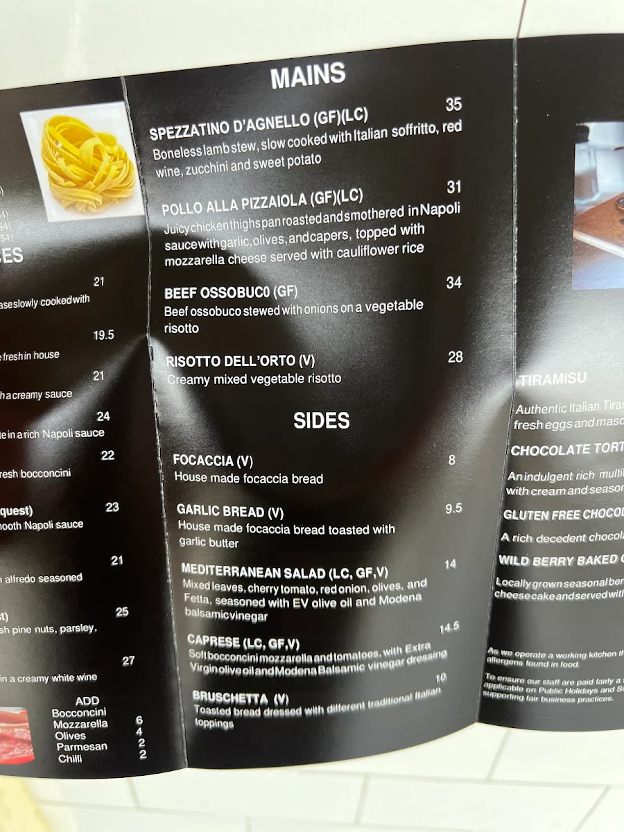 Menu, Bottega Toscana