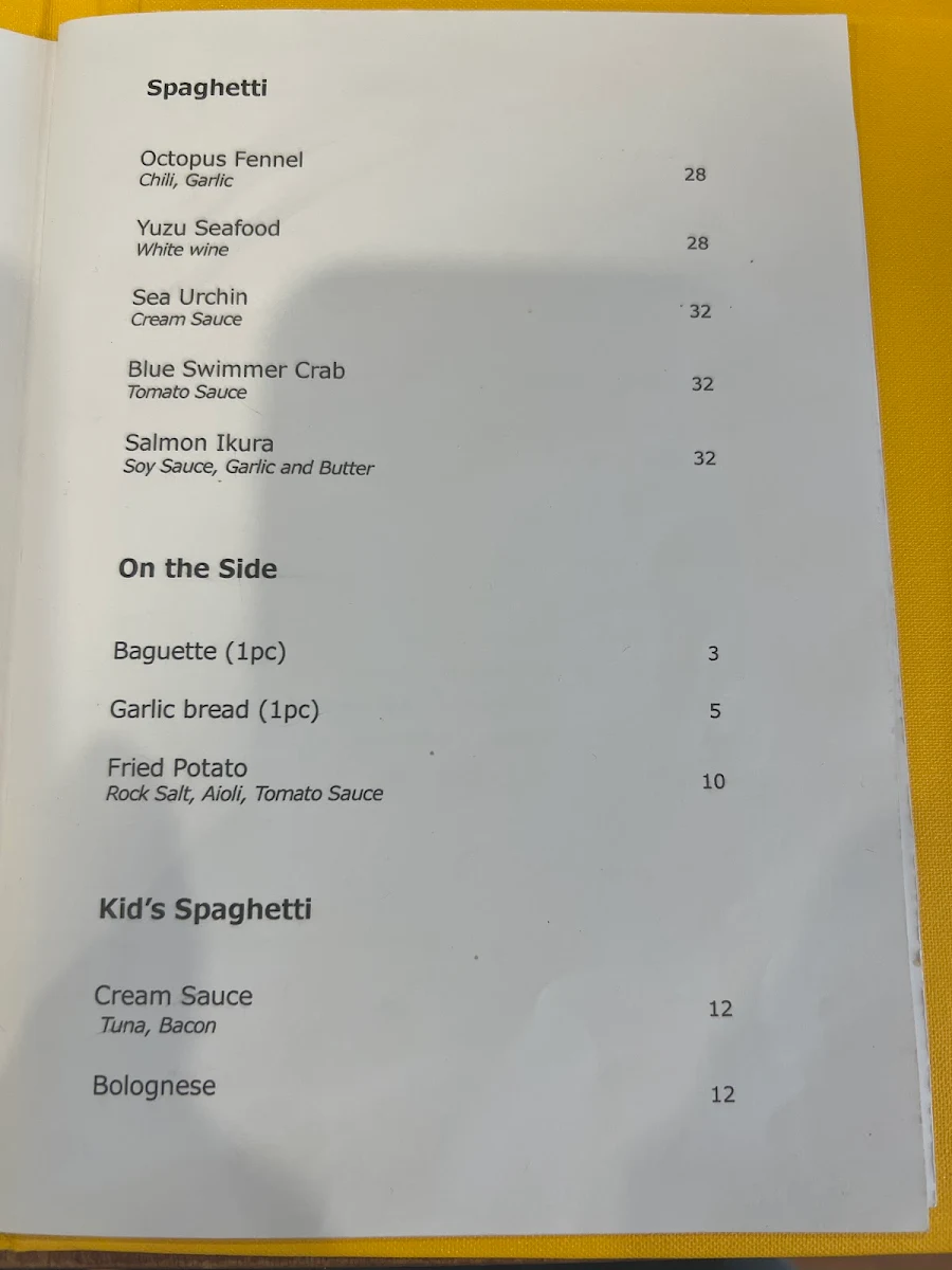 Menu, Jicca Dining