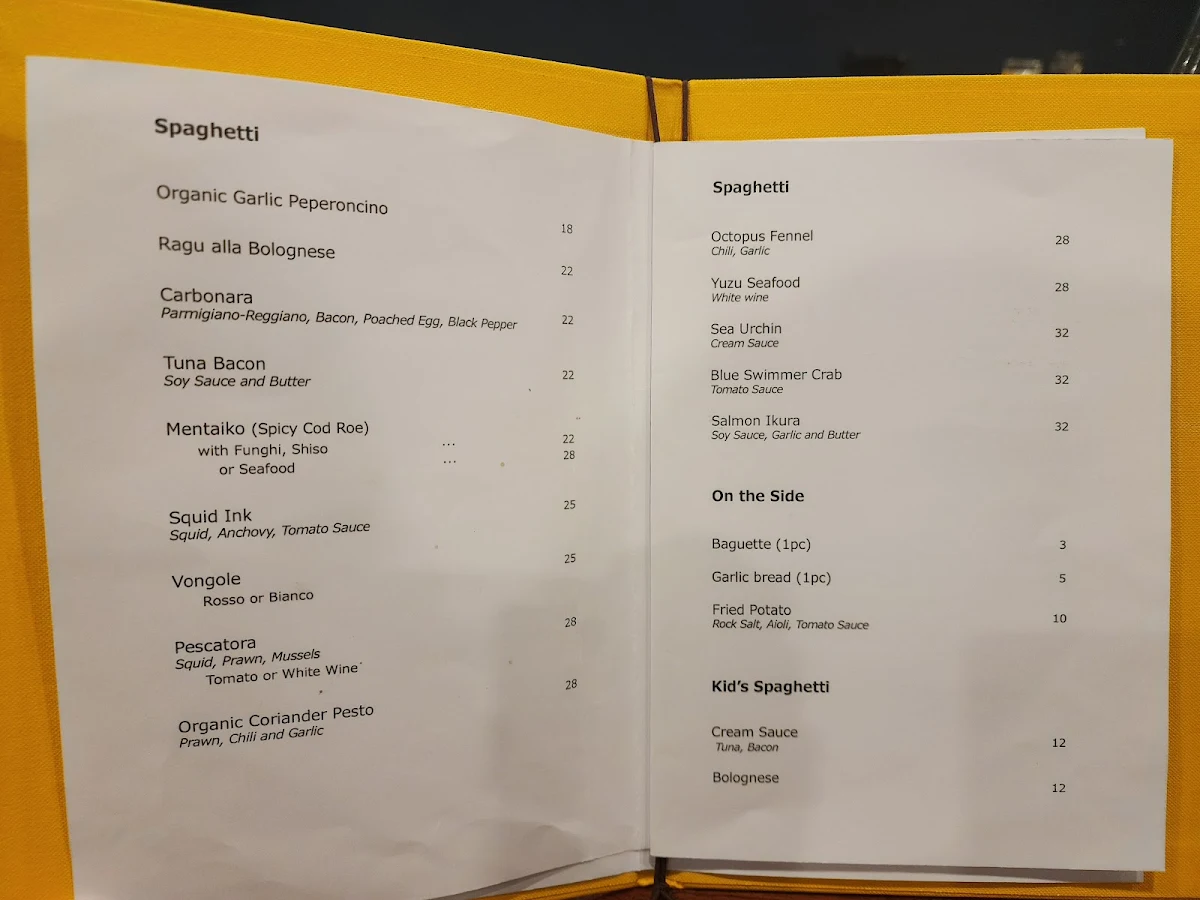 Menu, Jicca Dining
