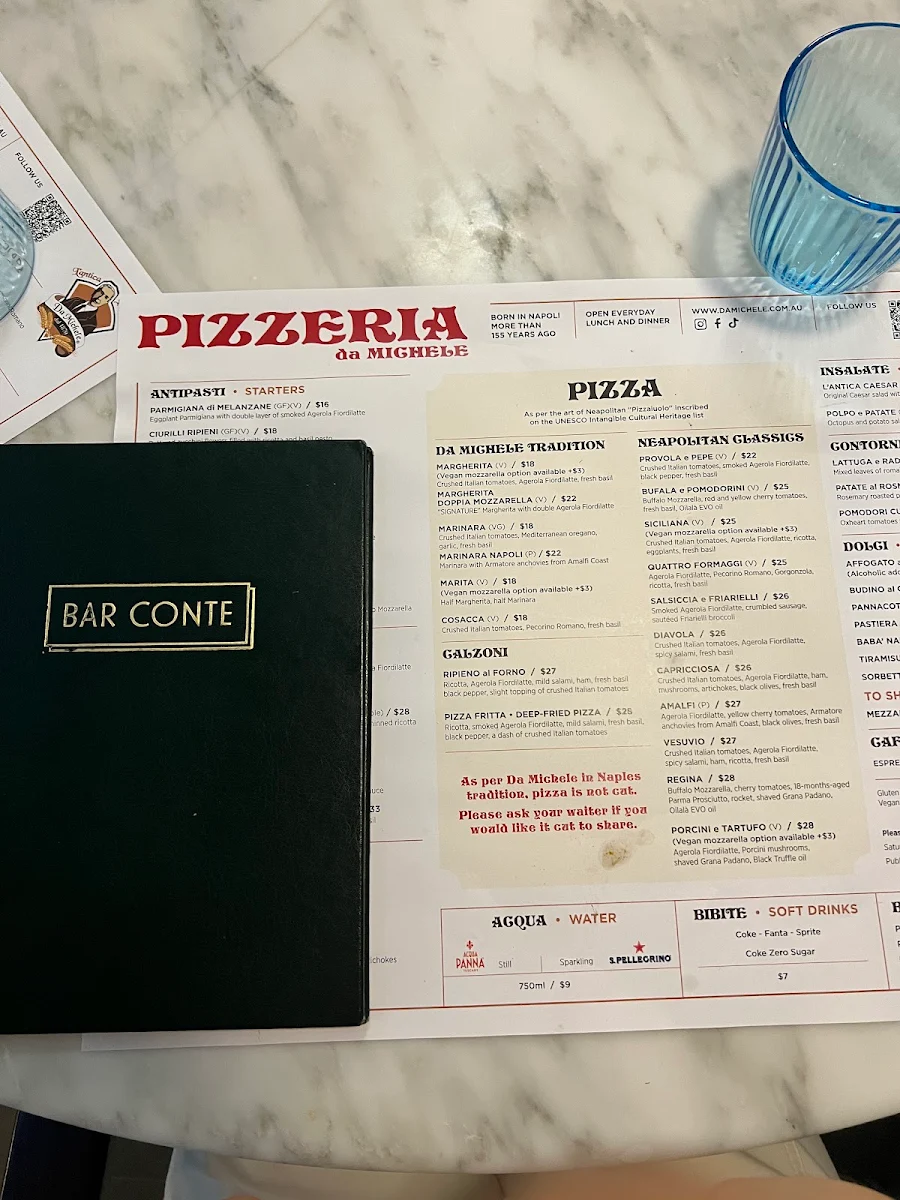 Menu, Da Michele Sydney