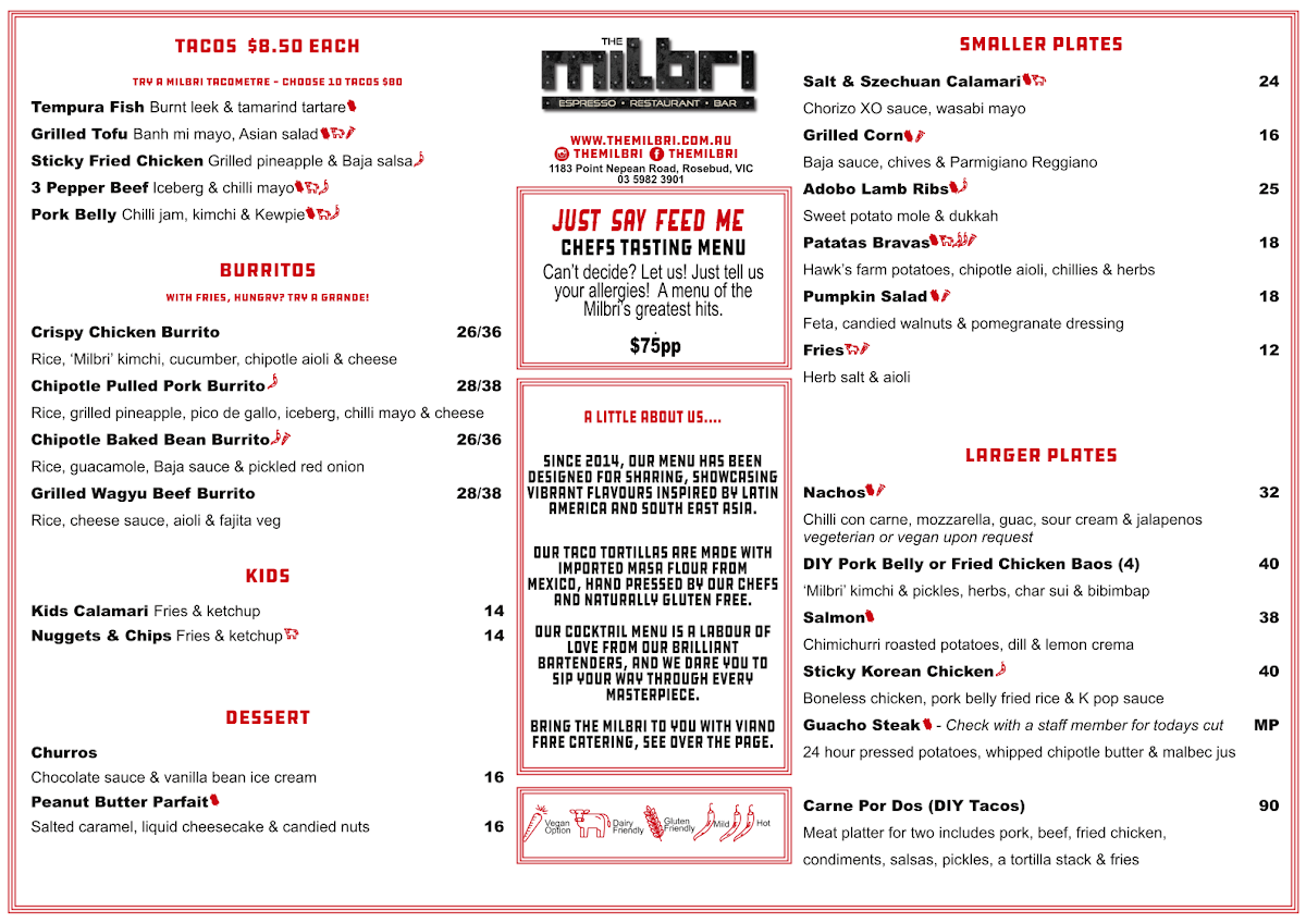 Menu, The Milbri