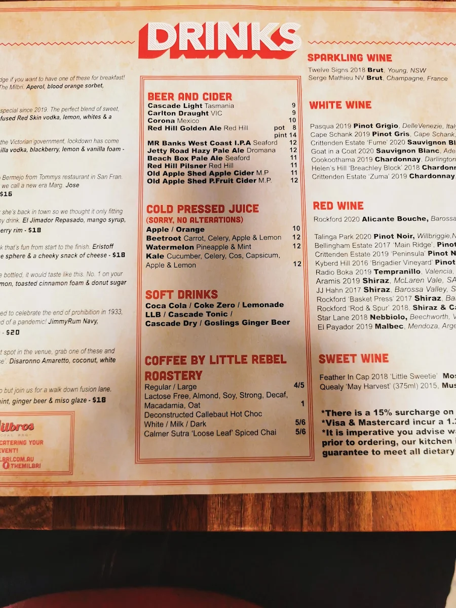Menu, The Milbri