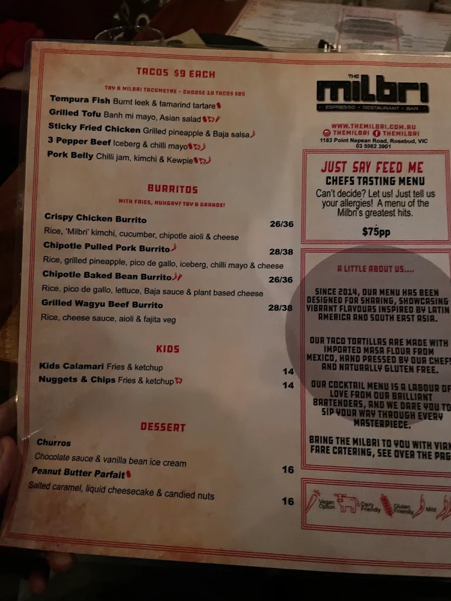 Menu, The Milbri
