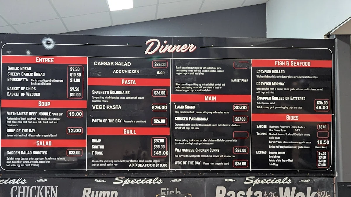Menu, Kalbarri Motor Hotel