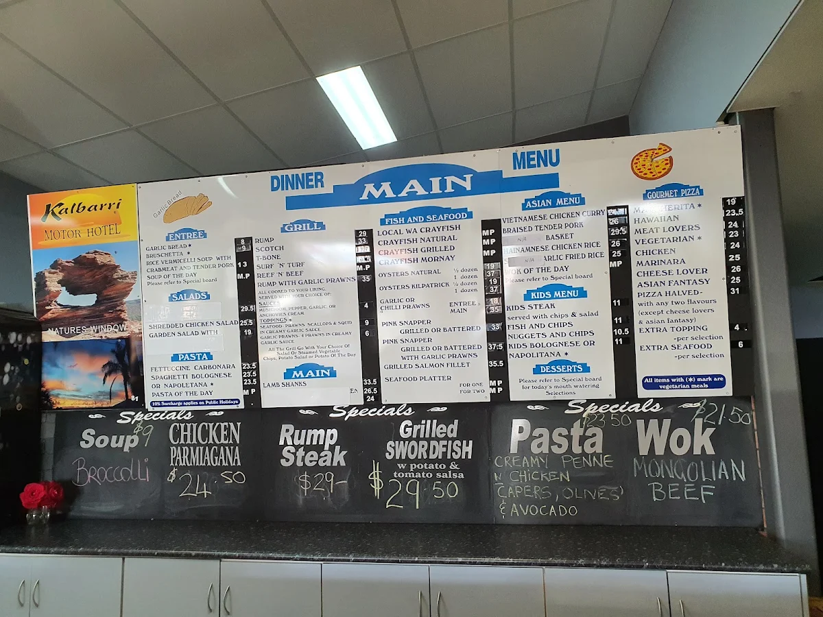 Menu, Kalbarri Motor Hotel