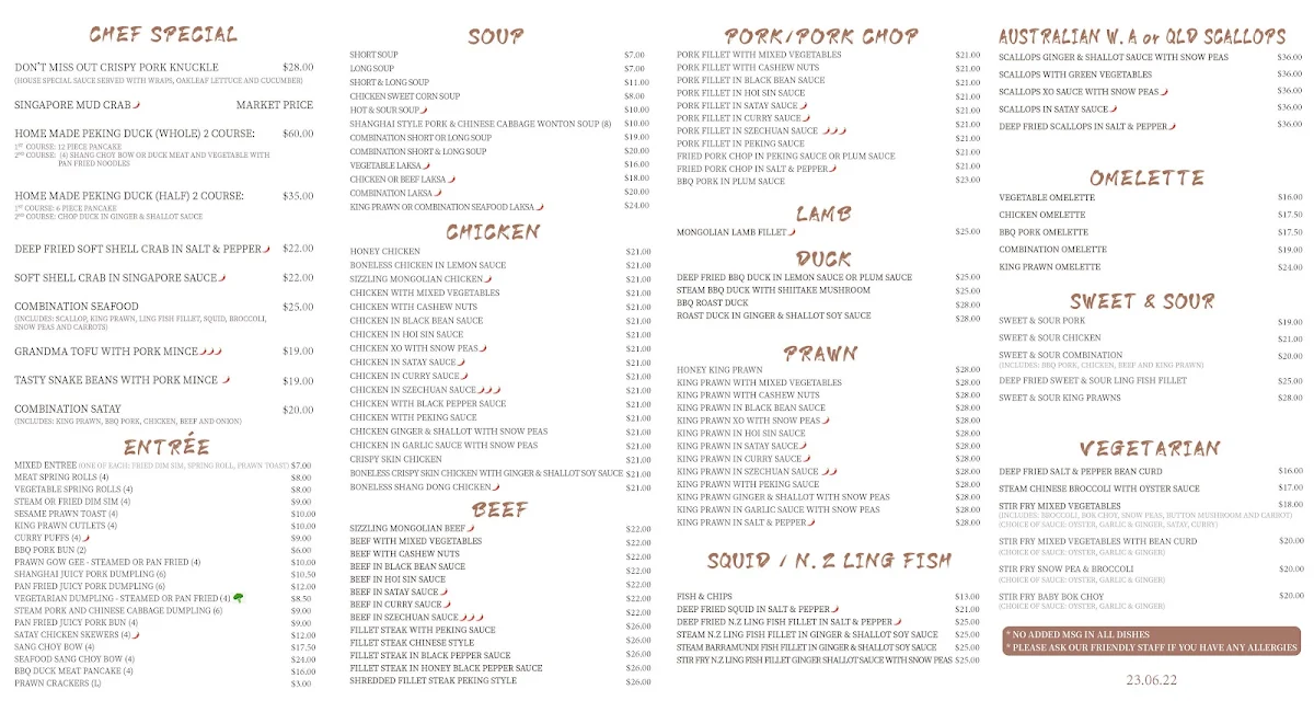 Menu, Don't Miss Out Chinese Cuisine