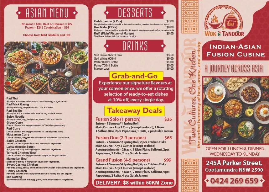 Menu, Wok n Tandoor