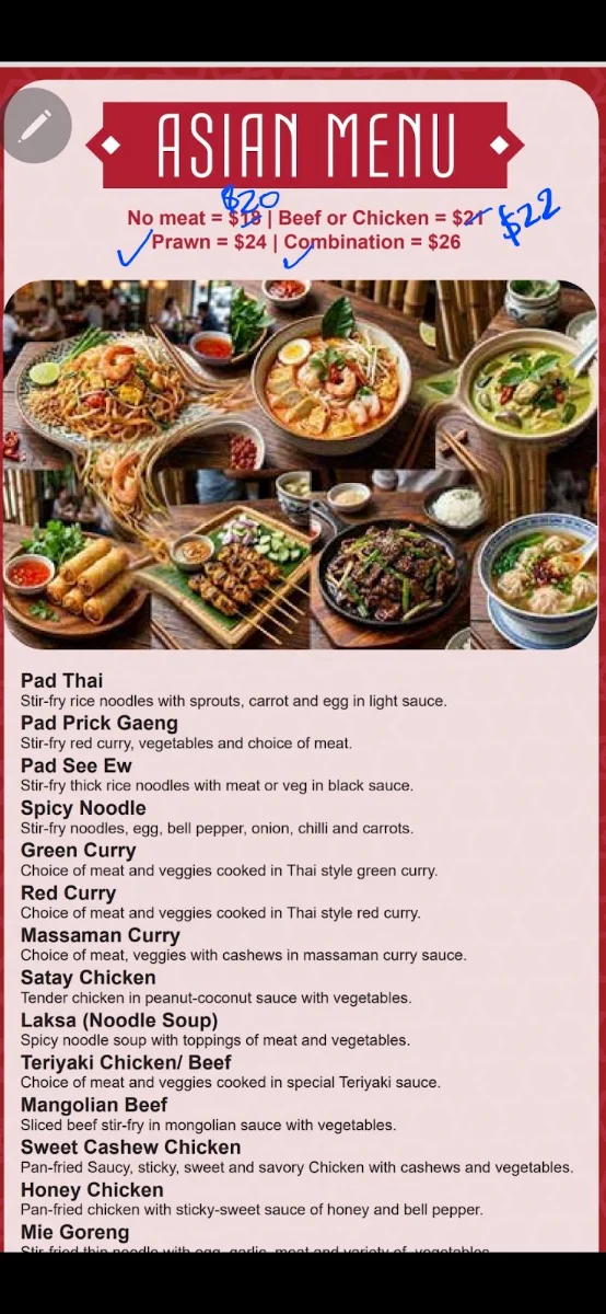 Menu, Wok n Tandoor